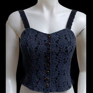 Black Stretch Button up Top